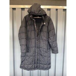 The North Face 600 Down Metropolis Puffer Parka Jacket Black Hooded Womens Sz L